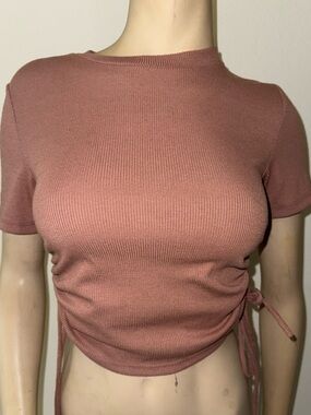 Zara Dusty Rose Ruched Side-Tie Crop Top